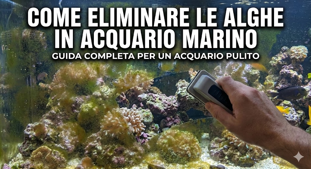 Immagine che spiega come eliminare alghe in acquario marino