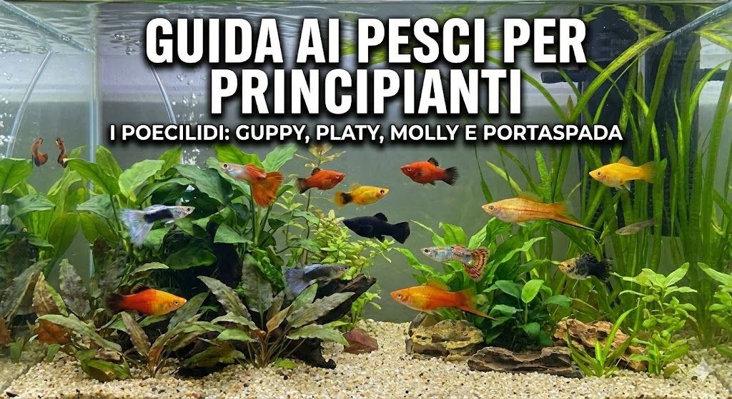 Foto illustrativa di acquario con pesci di facile gestione come i poecilfidi